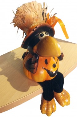 Corvo Halloween Rockfeller in terracotta con zampe snodabili per sederlo
