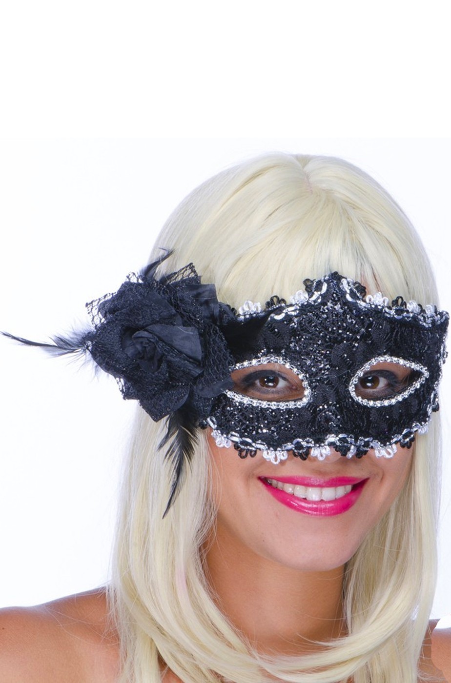 maschera di carnevale stile veneziano domino nera