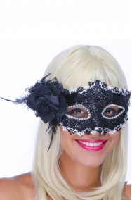 maschera di carnevale stile veneziano domino nera