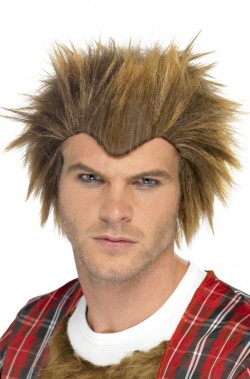 Parrucca unisex marrone corta uomo lupo halloween