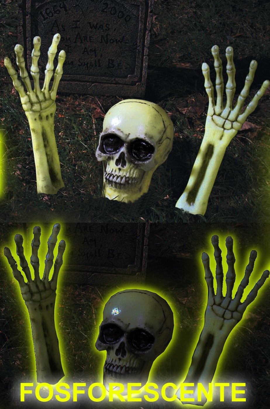 Decorazione Halloween da giardino:scheletro che esce dal terreno fosforescente