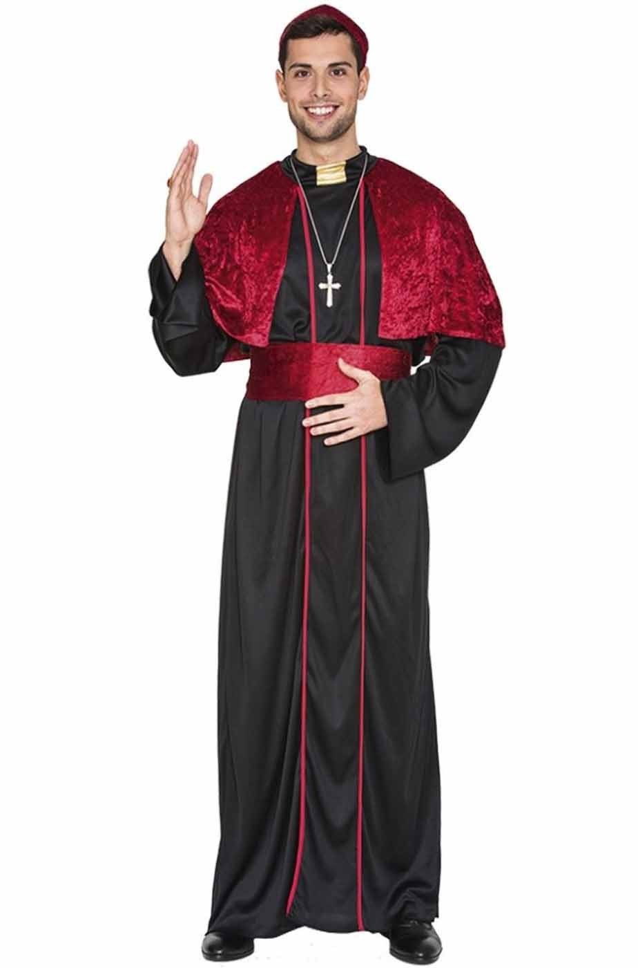 Costume di carnevale adulto da Cardinale con cappello o vescovo