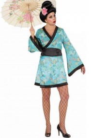 Onorevoli lungo nero Cina Ragazza Parrucca Cinese Geisha Orientale Giapponese Costume 
