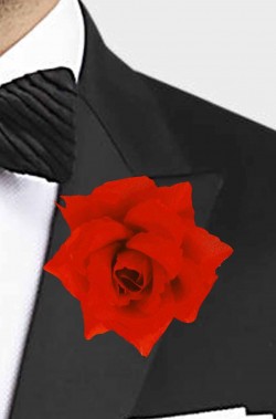Rosa rossa finta fiore all'occhiello 10cm