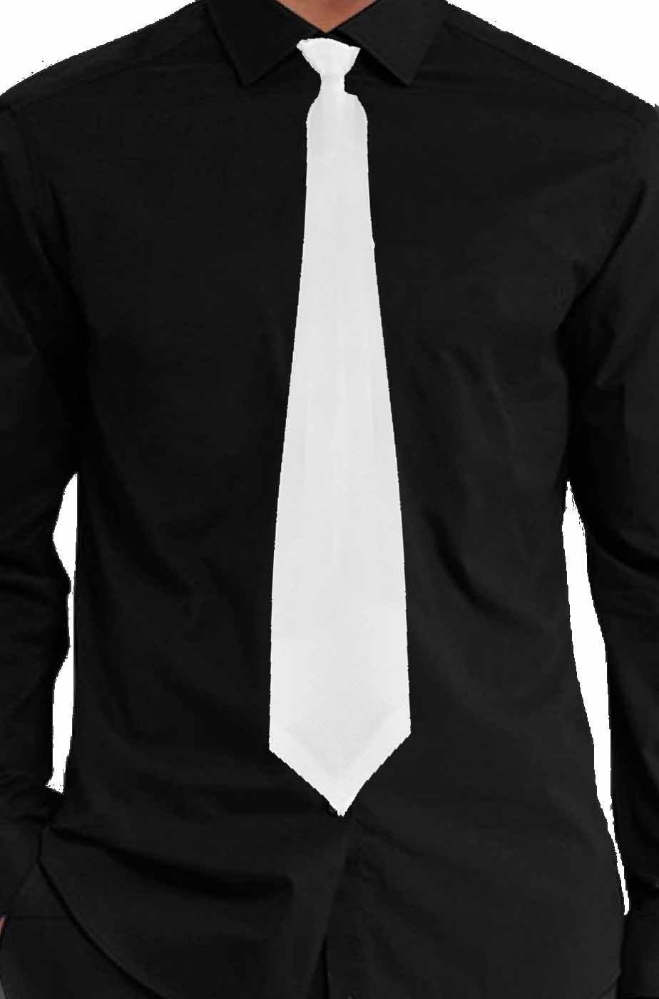 Cravatta finta con elastico bianca in satin (lame')