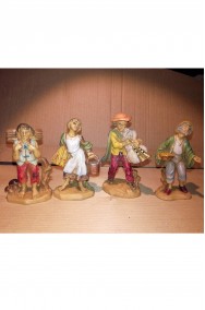 Statuine del presepe 7cm gruppo mendicante, fagiolaio, pastore, contadino