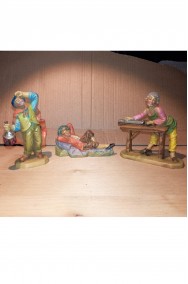 Statuine del presepe 7cm gruppo taglialegna, lavandaia, zampognaro e contadino