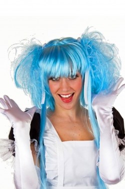 Parrucca donna lunga azzurra Manga anime Misaki