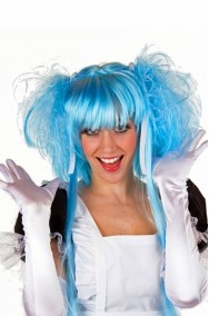 Parrucca donna lunga azzurra Manga anime Misaki