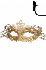 Maschera di carnevale stile veneziano in metallo color oro