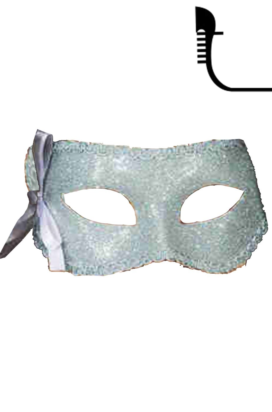 Maschera Da Pipistrello Con Brillantini Neri E Argento