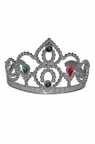 Corona in plastica a tiara con pettinini color argento con diadema