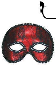 maschera carnevale stile veneziano mezzo viso rossa
