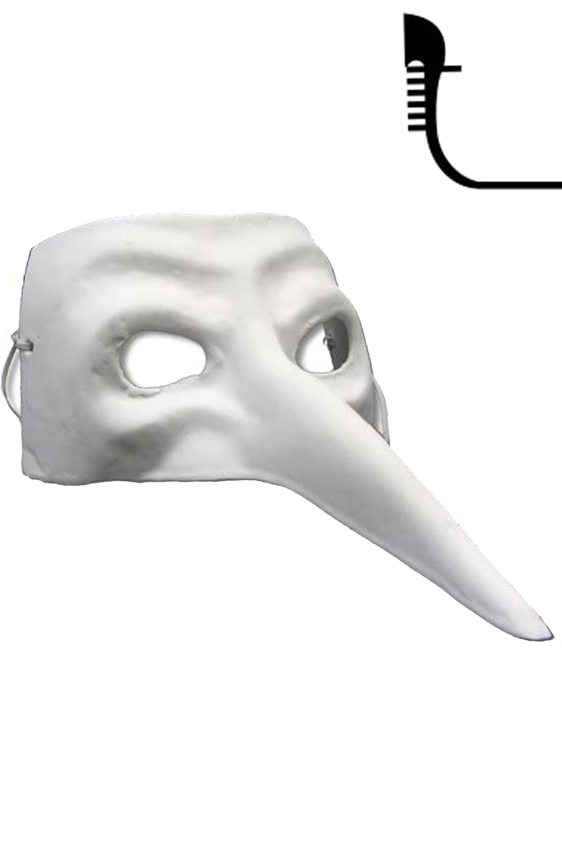 Maschera Stile Veneziano Bianca In Cartapesta Zanni