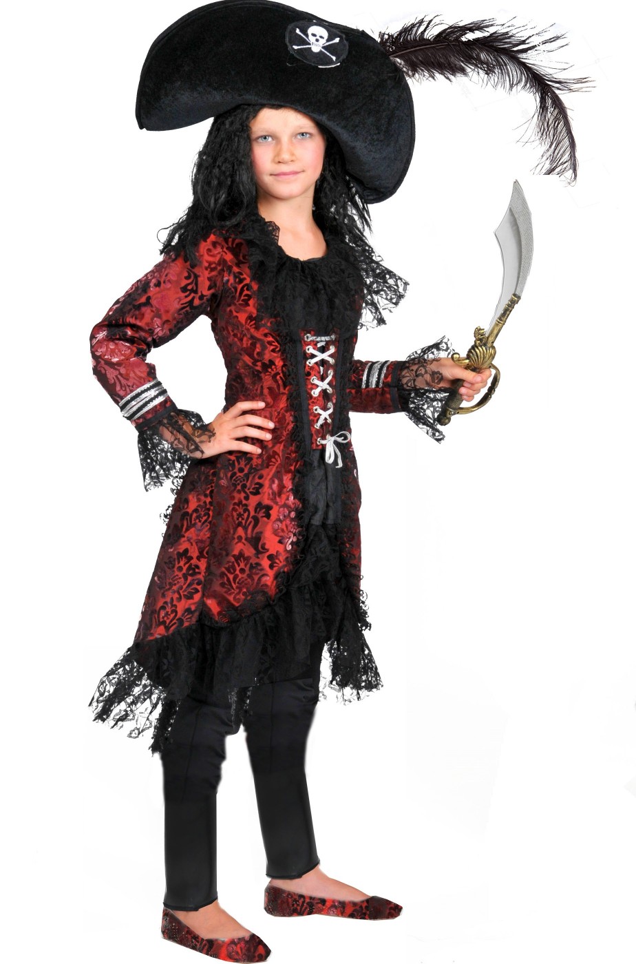 Costume carnevale da bambina Pirata Corsara rossa