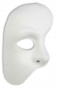 Maschera Fantasma Dell'Opera Phantom bianca a mezzo viso verticale in stoffa