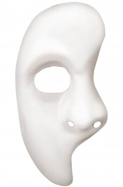 NET TOYS Maschera del Fantasma dellOpera bianca mezza faccia volto metà carnevale costume accessorio 
