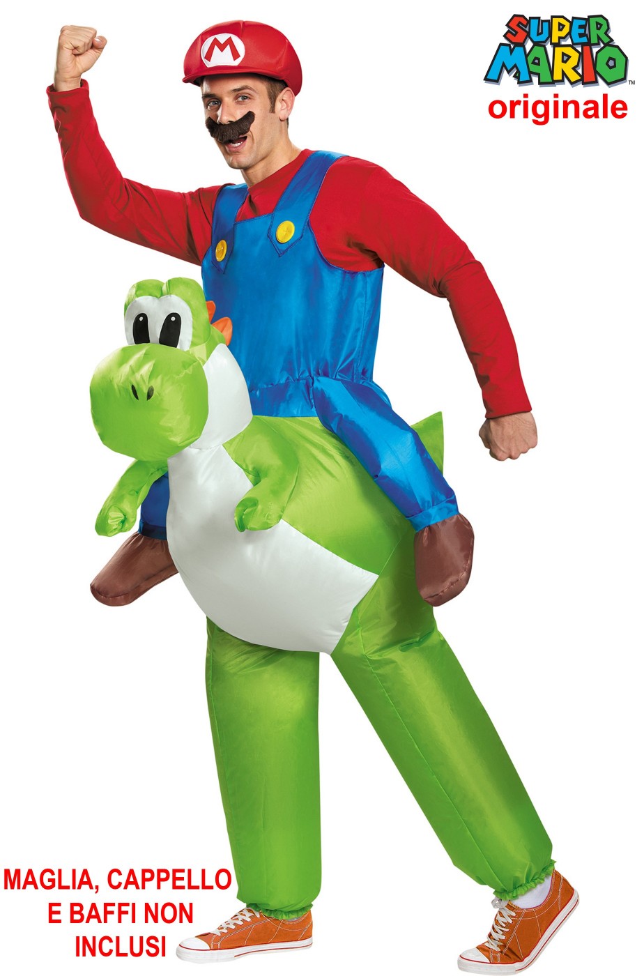 Costume di Yoshi gonfiabile con salopette di Super Mario