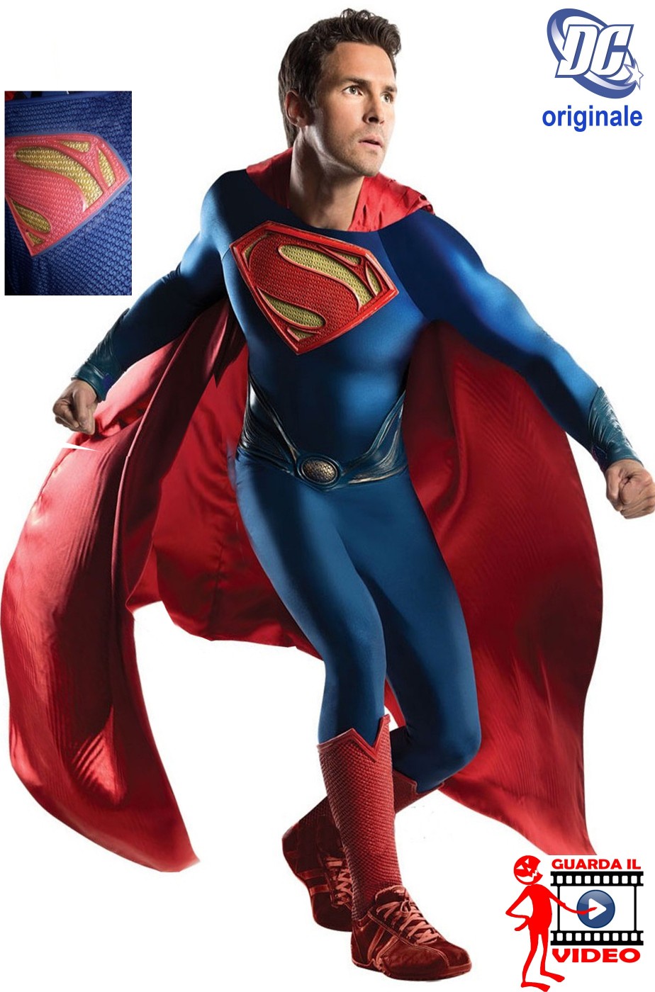Costume Superman come quello del film. Stampa serigrafata.