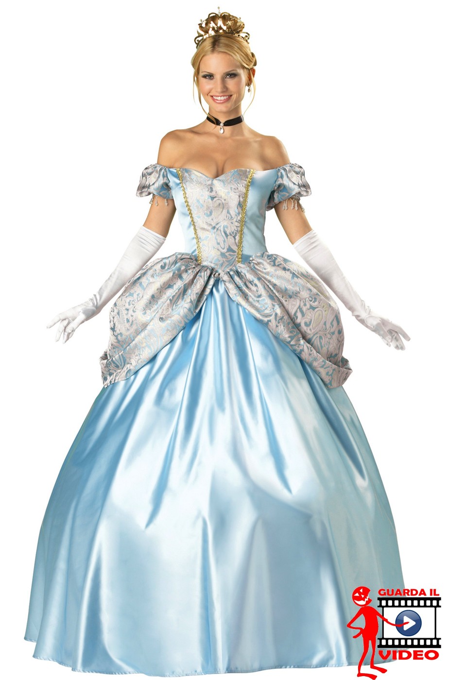 Con Lunga Principessa Grande Di Da E Gonna Carnevale Vestito Azzurro kiZuOPX