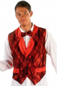 Gilet rosso elegante Halloween con ragnatela