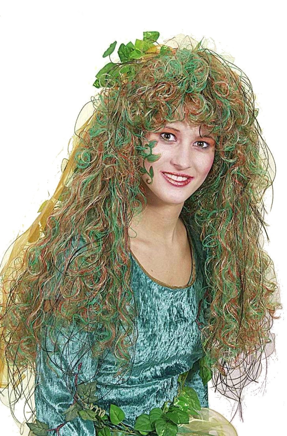 Parrucca donna verde lunga mossa Poison Ivy elfa o mostro della laguna 