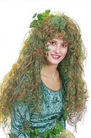 Parrucca donna verde lunga mossa Poison Ivy elfa o mostro della laguna 
