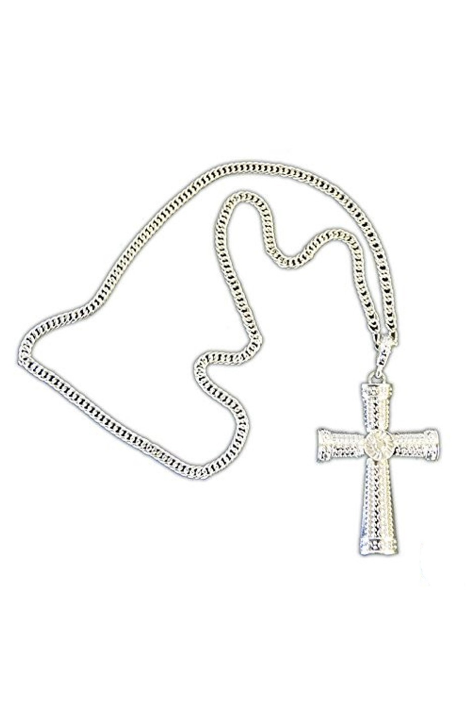 Collana con croce color argento decorata per papa, vescovo, preti