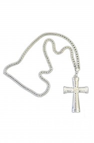 Collana con croce color argento decorata per papa, vescovo, preti