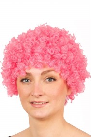 Parrucca afro clown anni 70 riccia rosa