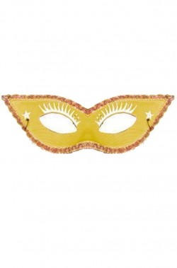 maschera stile veneziano gialla con ciglia applicate e punte