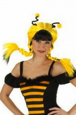 Parrucca donna gialla e nera corta ape