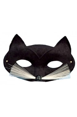Maschera di carnevale da gatto nero con baffi