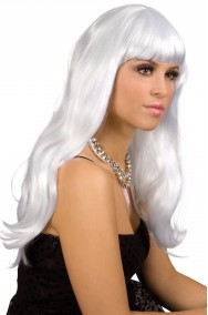 Parrucca donna lunga bianca liscia