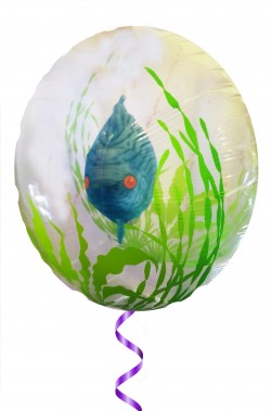 Acquario gonfiabile a palloncino a elio con alghe e pesce tropicale blu