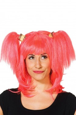 Parrucca donna lunga rosa con codini pony manga anime