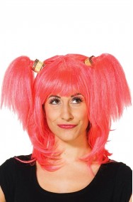 Parrucca donna lunga rosa con codini pony manga anime