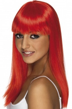 Parrucca donna lunga rossa con frangia diavolessa