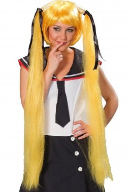 Parrucca donna lunga gialla lolita giapponese codini Manga anime Sailor