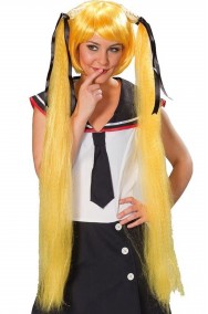 Parrucca donna lunga gialla lolita giapponese codini Manga anime Sailor