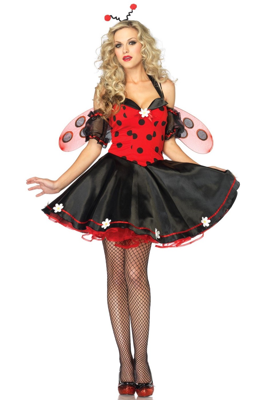 Vestito Carnevale Adulto Costume Coccinella Donna Con Mantello E