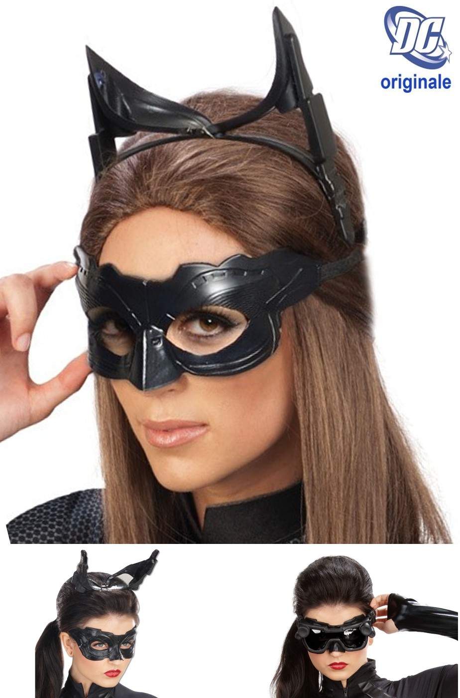 Maschera film Originale Catwoman composta da maschera cerchietto e occhiali regolabili