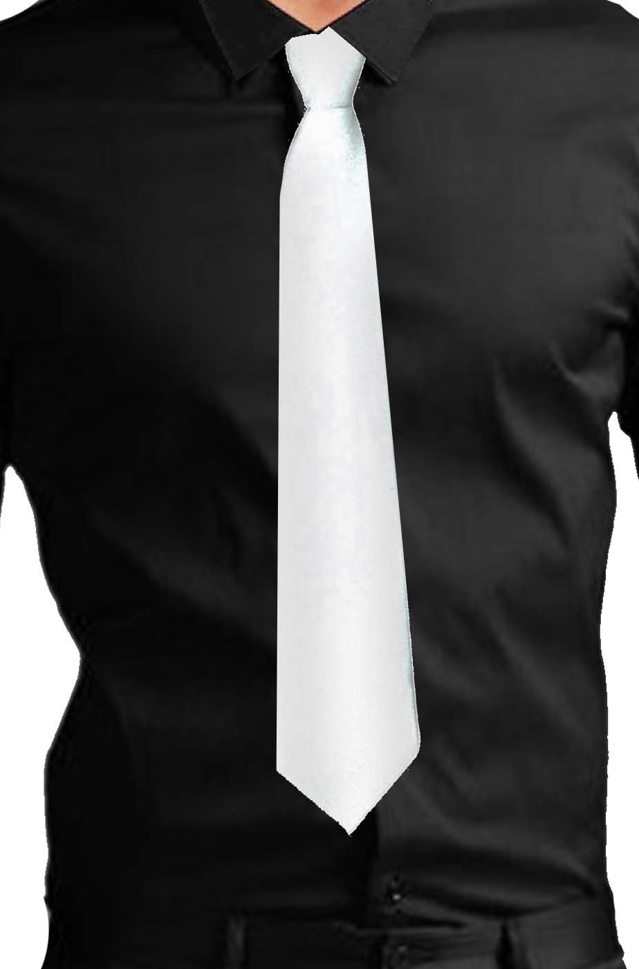 Cravatta finta con elastico bianca in satin (lame')