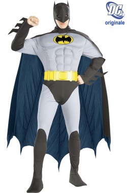 Costume Batman De Luxe Con Muscoli Adam West Grigio