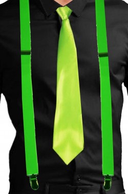 Set fluo bretelle e cravatta  fluo colore verde