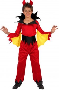 Costume halloween da bambino diavolo rosso con le ali