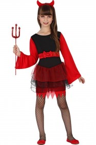 Costume halloween da bambina diavoletta rossa e nera