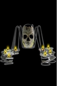Centrotavola candelabro Halloween a forma di ragno con teschio centrale  35cm