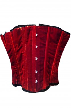 Corsetto color rosso cremisi in velluto con secche