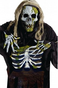 Costume zombie halloween Scheletro kit 4 prodotti